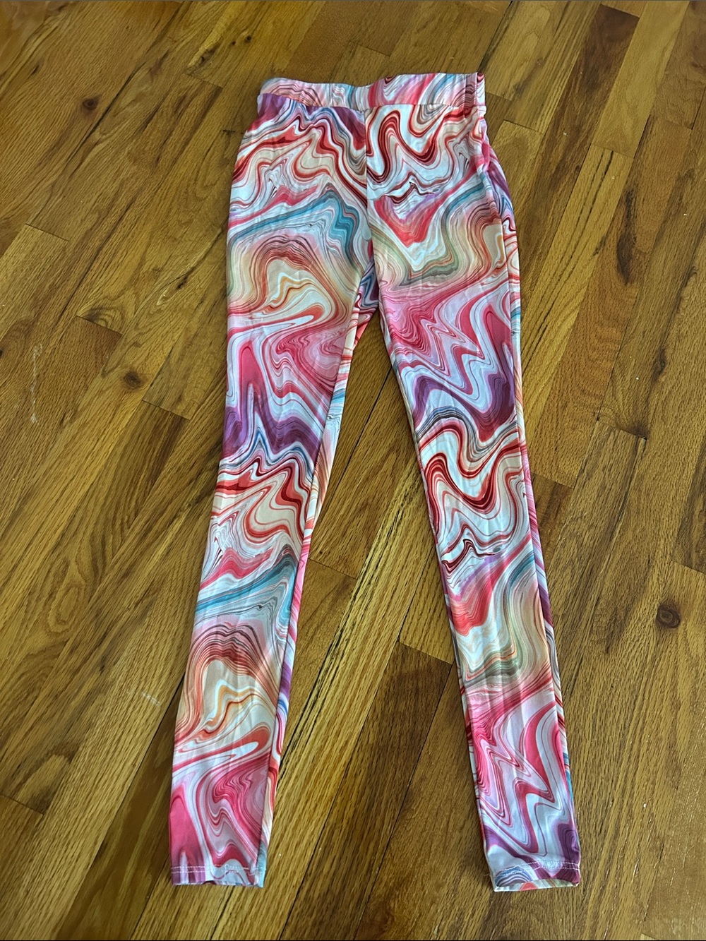 Fashion Nova Pink Multi Marble-Print Leggings